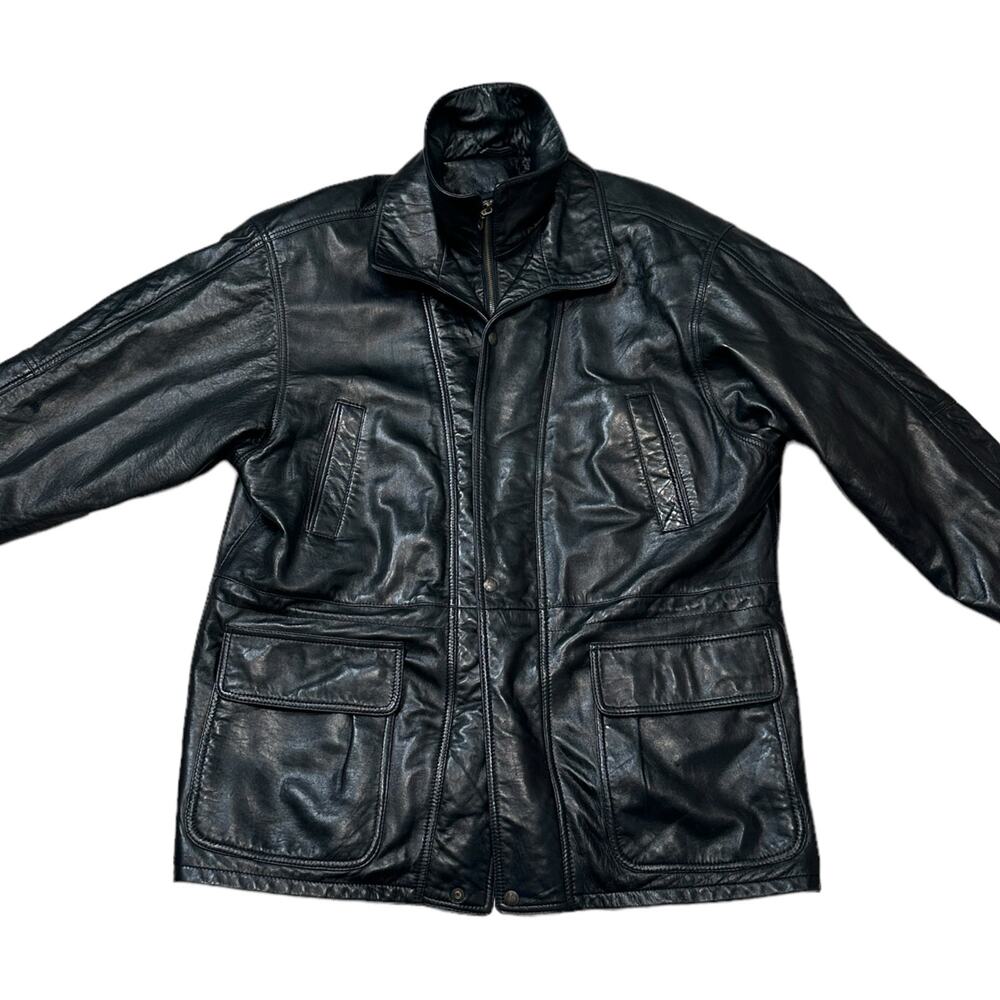 Vintage Men’s Black Leather Bomber Jacket – Bod & Christensen, Quilted Lining